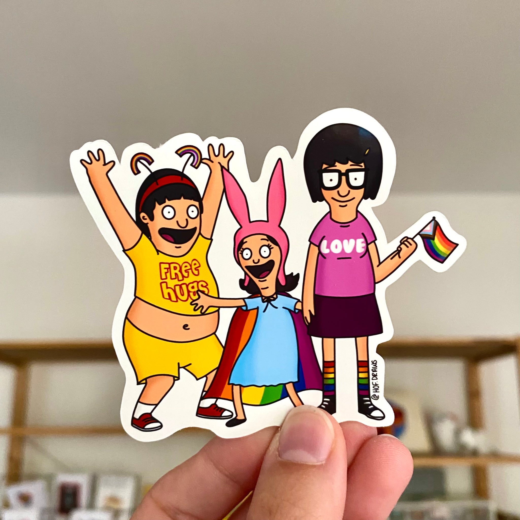 Bob's Burgers Gene, Louise, & Tina Pride Sticker